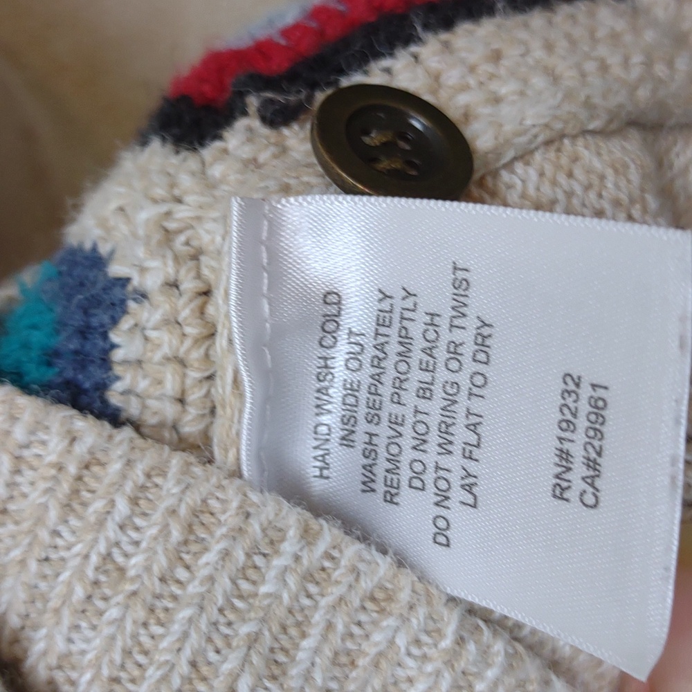 Alfred Dunner Vintage Crochet Granny Square Beige Ramie Cotton Knit Cardigan PXL - Picture 14 of 16